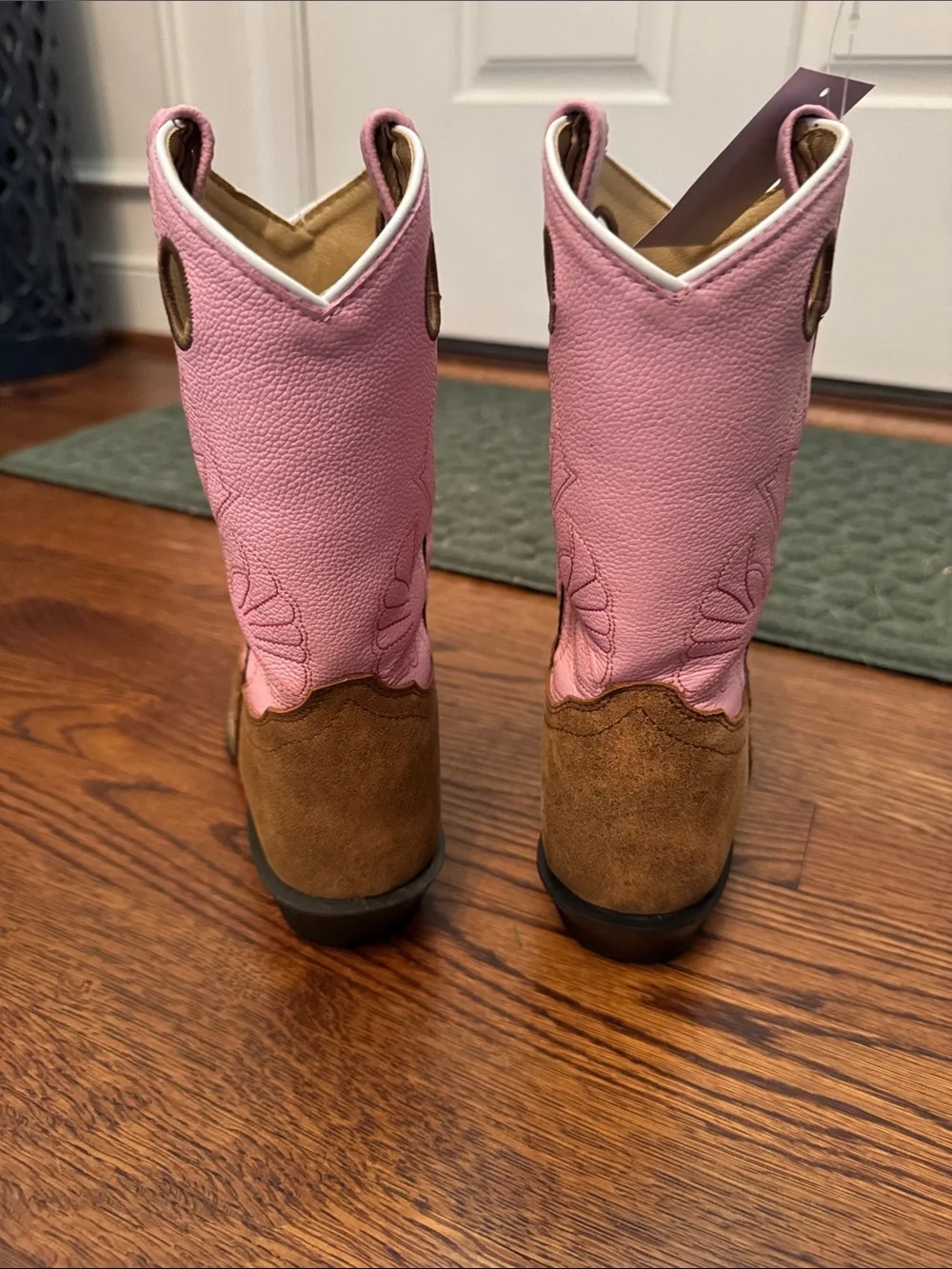 Kids Western Pull-On Boots in Pink and Brown